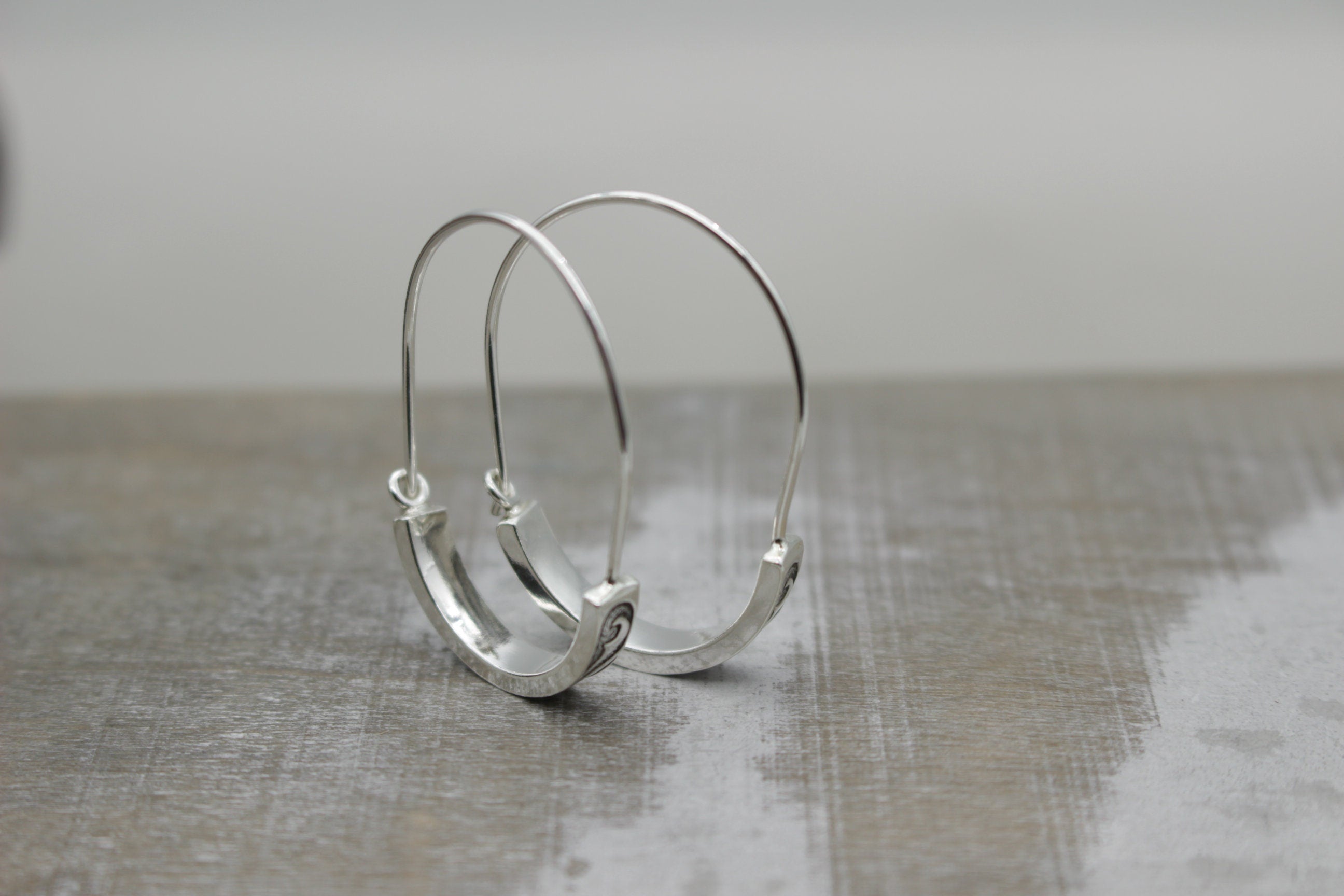 Art Deco Silver Hoop Earrings