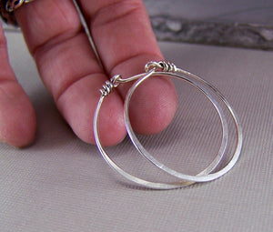 Sterling silver hoop earrings - basic hoops - boho hoops - gift for her - jewelry sale - sterling silver earrings - minimalist earrings