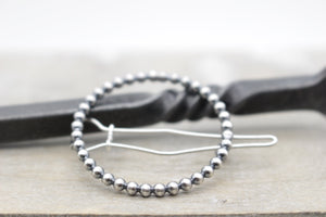 Small Silver beaded barrette - sterling silver barrette - gift for her - small barrette - hair jewelry - bangs