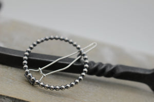 Small Silver beaded barrette - sterling silver barrette - gift for her - small barrette - hair jewelry - bangs
