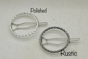 Small Silver twisted barrette