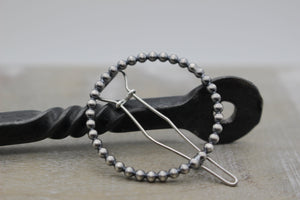Small Silver beaded barrette - sterling silver barrette - gift for her - small barrette - hair jewelry - bangs
