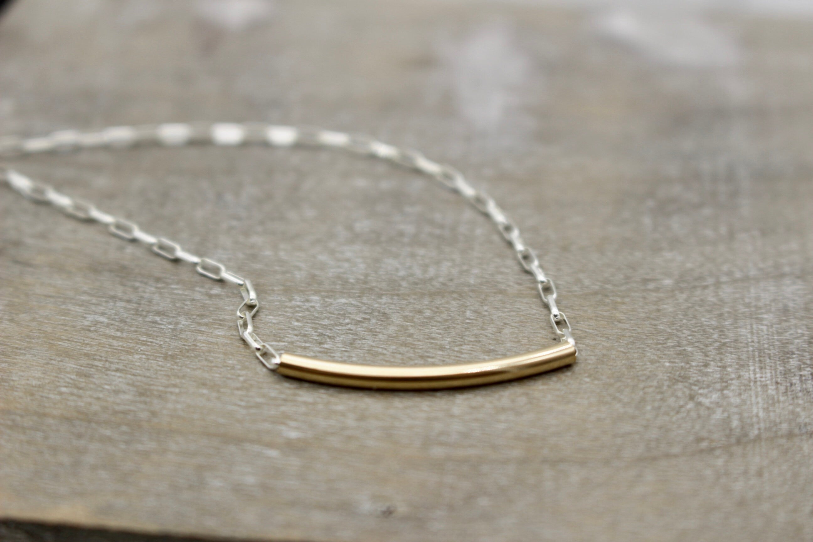 Gold and silver tube necklace