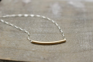 Gold and silver tube necklace