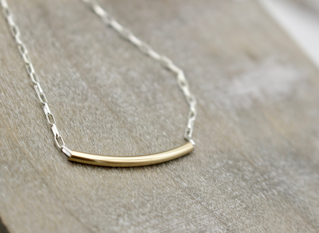 Gold and silver tube necklace