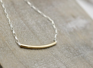 Gold and silver tube necklace