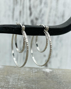 Sterling silver Double Hoop Earrings - Sterling Silver Click Hoops - Earrings - Simple Hoops - gift for her - Silver Earrings