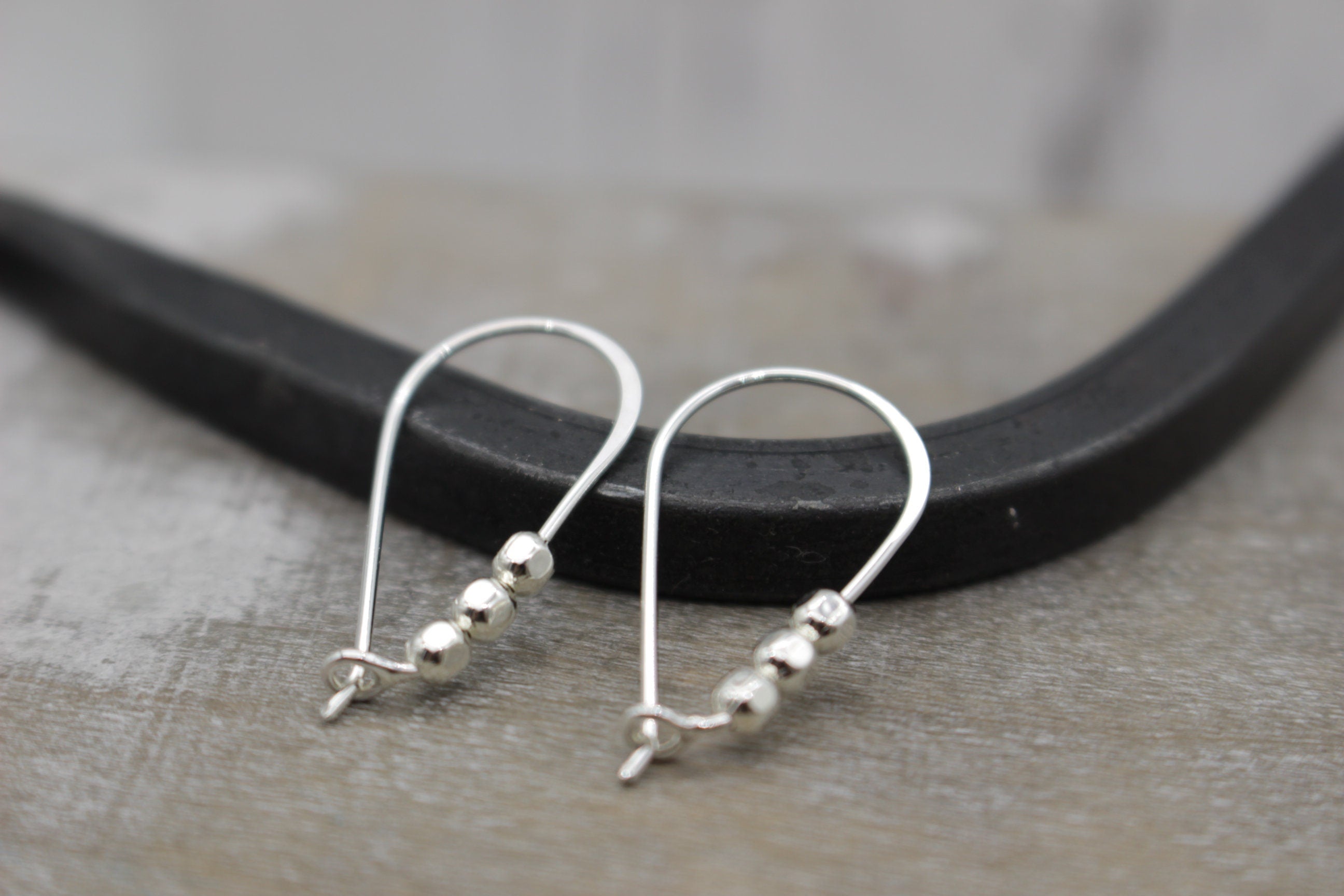 Sterling Beaded Hoop Earrings