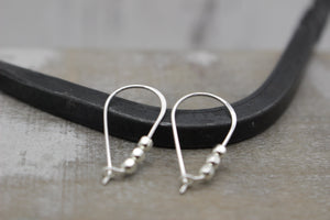 Sterling Beaded Hoop Earrings - Gift for Her - Tiny silver hoops - Jewelry Sale - Small Silver hoops