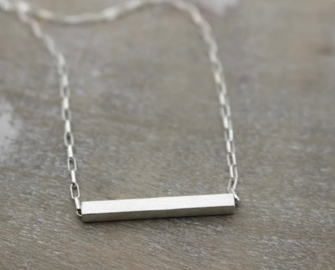 Sterling silver bar necklace - Square rod - Geometric modern simple layering necklace - Sliding bar necklace - gift for her - jewelry sale