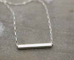 Sterling silver bar necklace - Square rod - Geometric modern simple layering necklace - Sliding bar necklace - gift for her - jewelry sale