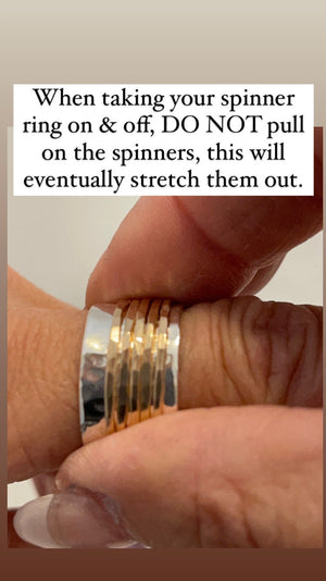 Silver Gold wide band Ring - Sterling Silver Meditation Ring - Gift for her - Spinner ring