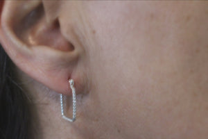Small square sterling silver hoops - silver click latch hoops - square hoops - petite earrings - silver jewelry