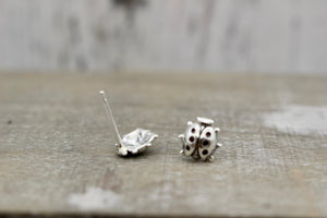 Sterling silver ladybug studs - silver earrings - stud earrings - gift for her - jewelry