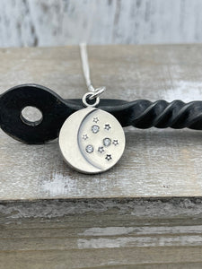 Crescent Moon Charm and Stars Necklace