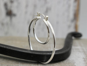 Sterling Silver Double Hoop Earrings, Click Latch Earrings, Gift, Jewelry Sale, Minimalist, Simple