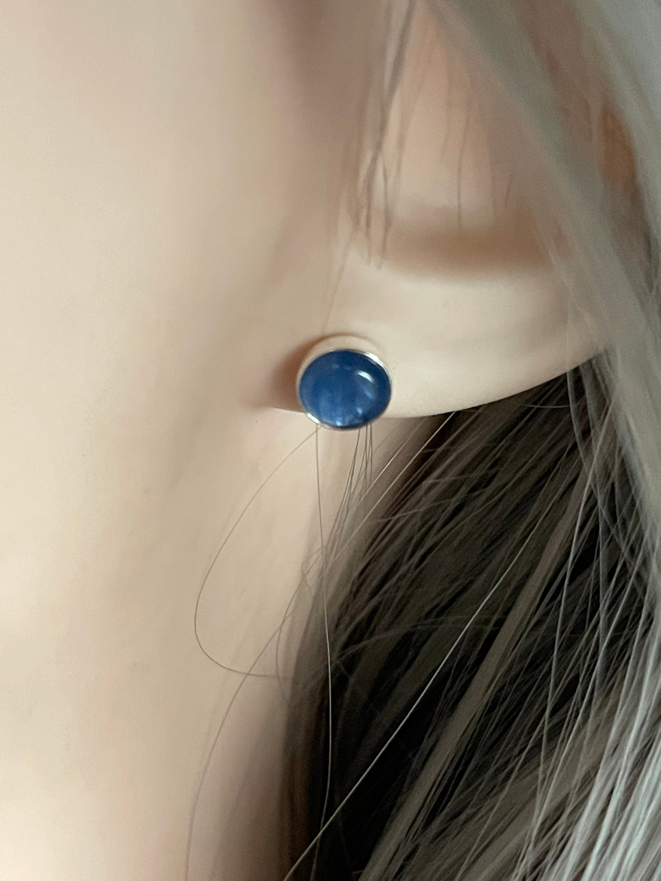 Sterling silver kyanite studs, blue gemstone earrings, gemstone stud earrings, jewelry, gift for her