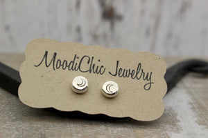 Small silver recycled studs moon