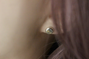 Small silver recycled studs moon
