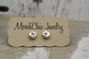 Small silver star studs, stud earrings, stardust earrings, stamped earrings, crescent moon