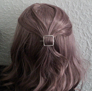 Small square silver barrette, sterling silver hair jewelry, silver barrette, hair clip, hair accessories