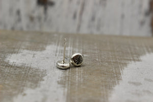 Small silver star studs, stud earrings, stardust earrings, stamped earrings, crescent moon