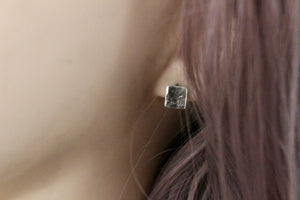 Sterling silver stud earrings, square studs, scenic earrings, nature lovers jewelry