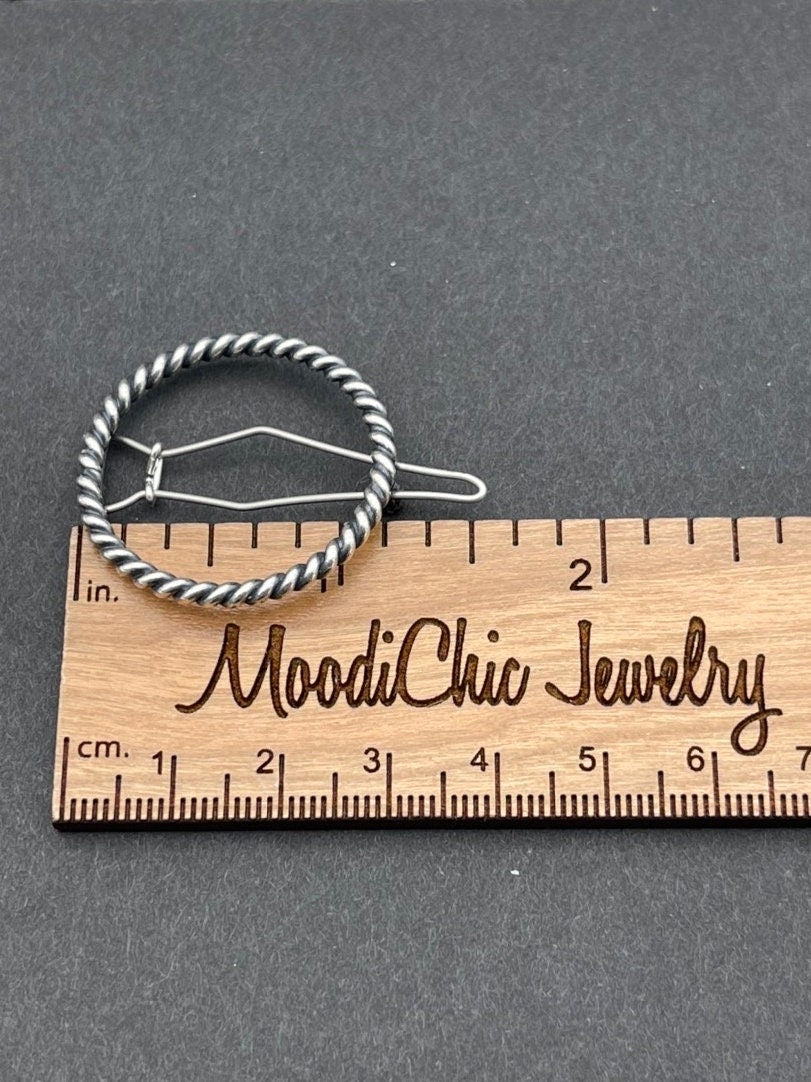 Small Silver twisted barrette