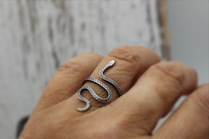 Snake ring sterling silver / adjustable ring / gift for her
