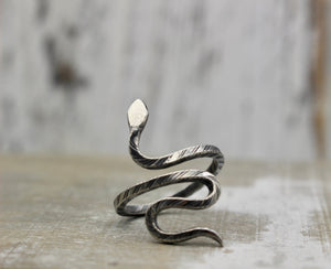 Sterling silver adjustable snake ring / silver ring