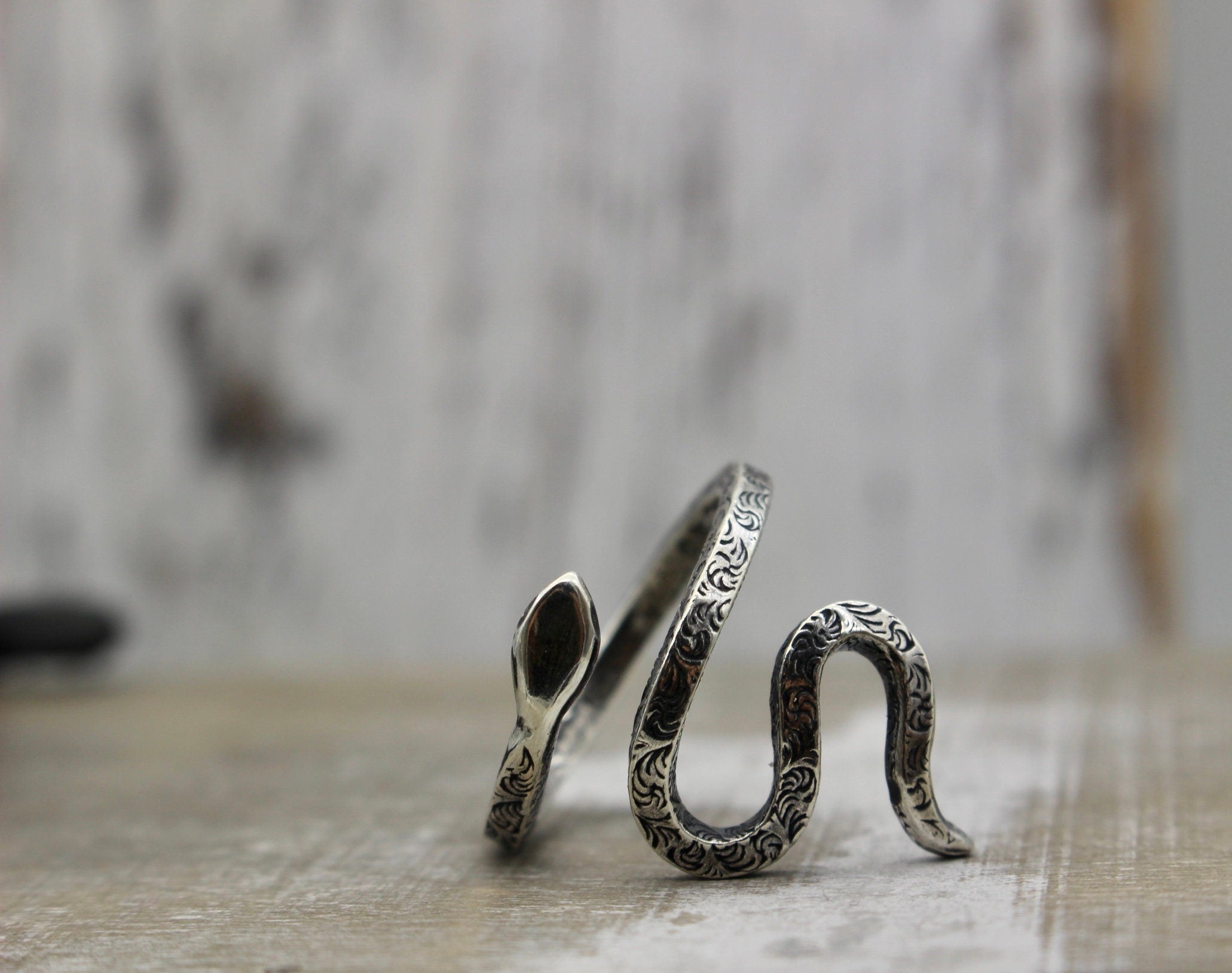 Silver Serpent ring, sterling silver patterned ring, snake, serpent, jewelry for her