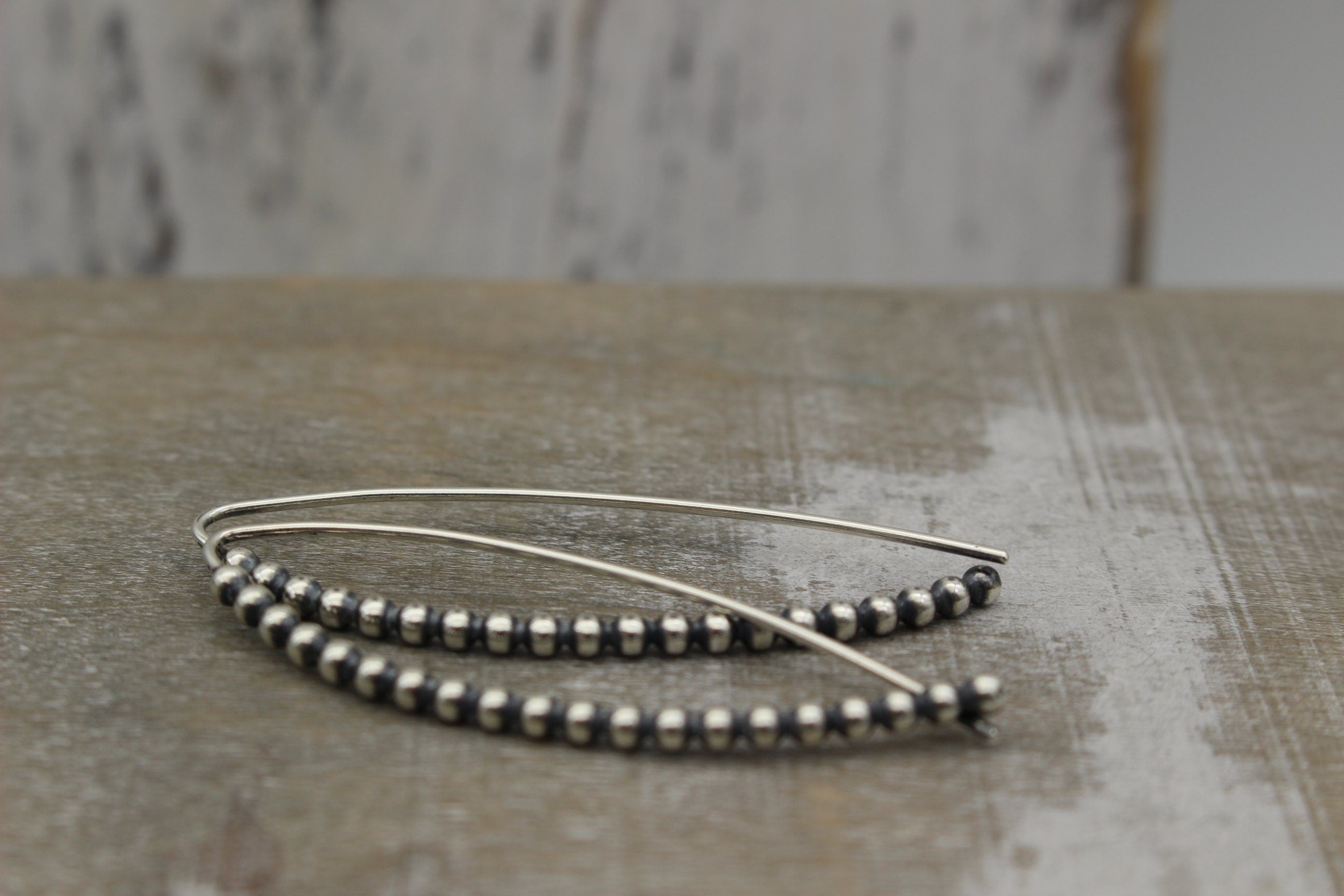 Sterling Silver Hairpin Hoop Earrings - Beaded Hoop Earrings - Silver Earrings - gift for her - jewelry sale