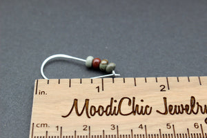 Red Creek Jasper Sterling Silver Hoop Earrings / Beaded Hoops / Gift for Het