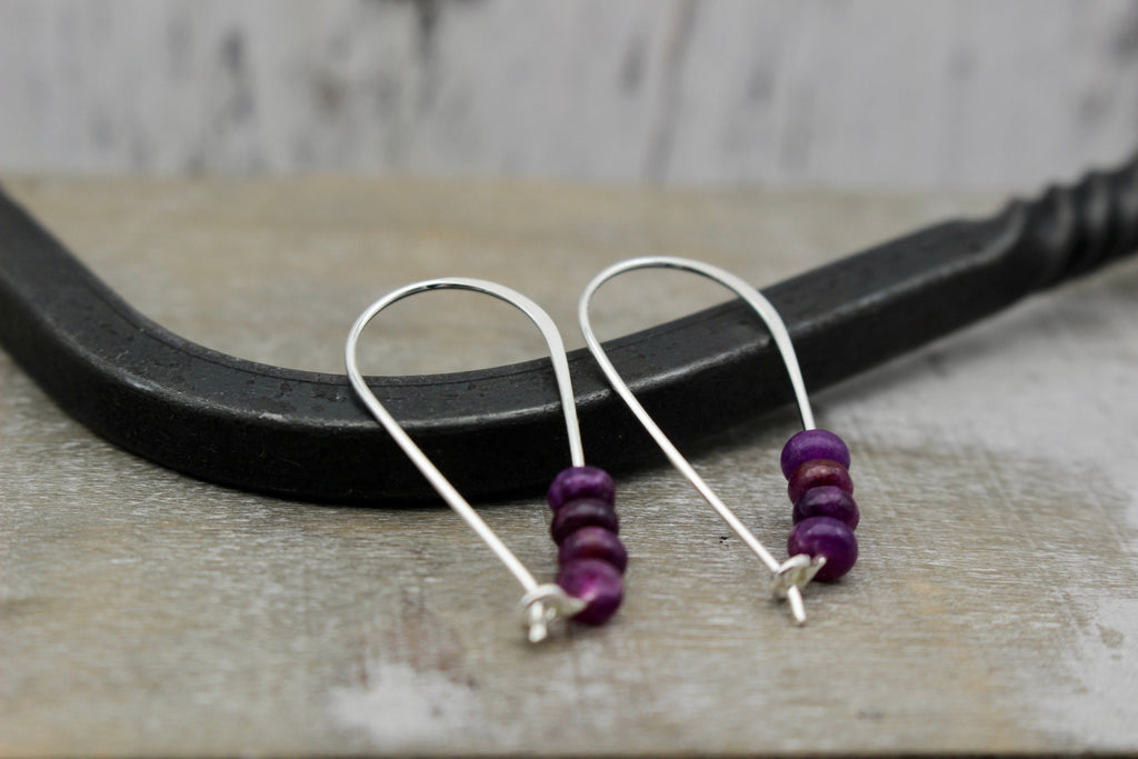 Lepidolite Purple Sterling Silver Hoop Earrings