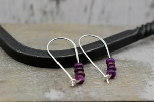 Lepidolite Purple Sterling Silver Hoop Earrings