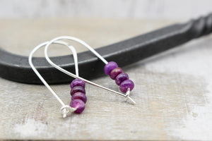 Lepidolite Purple Sterling Silver Hoop Earrings