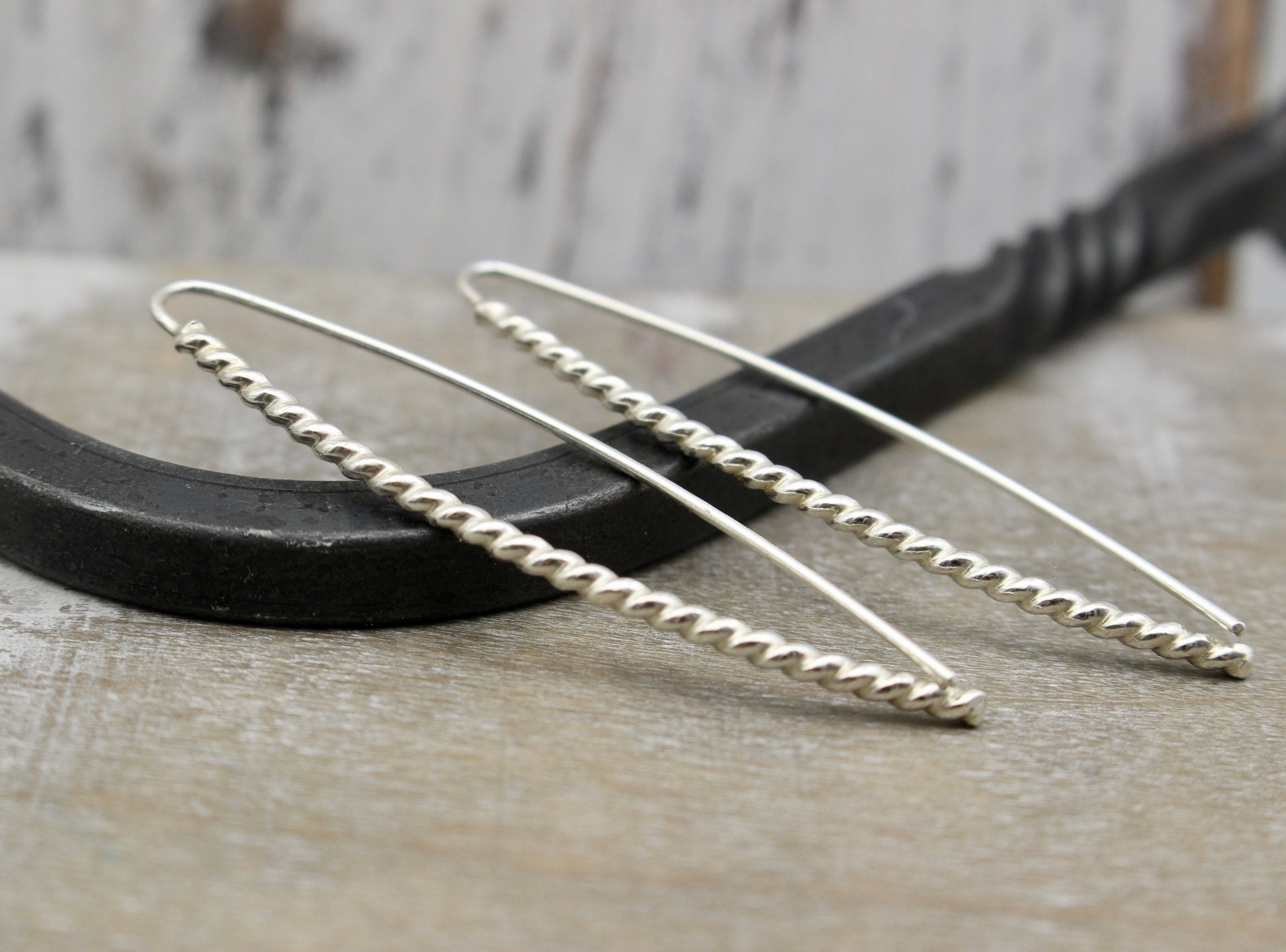 Hairpin Sterling Silver Hoop Earrings