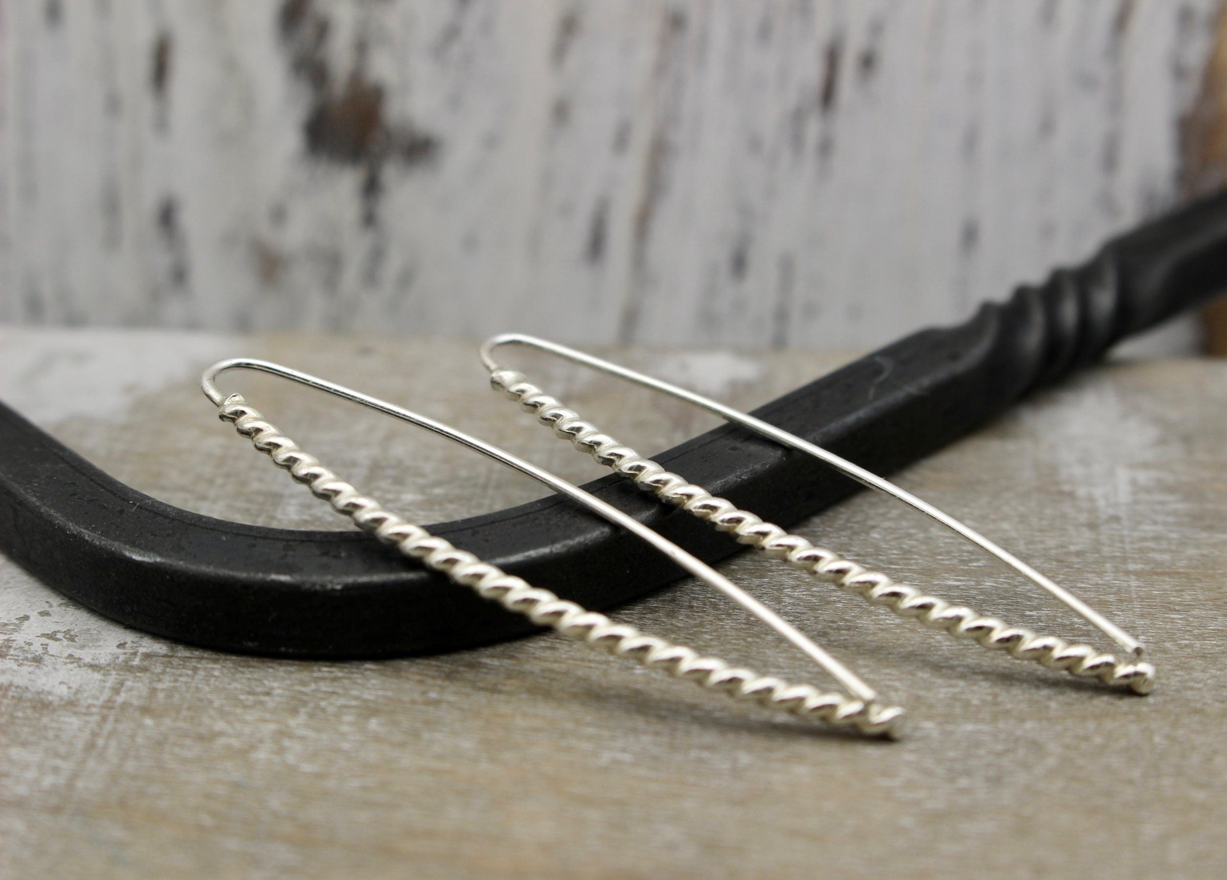 Hairpin Sterling Silver Hoop Earrings