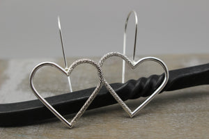 Sterling silver heart hoops / gift for her / heart earrings