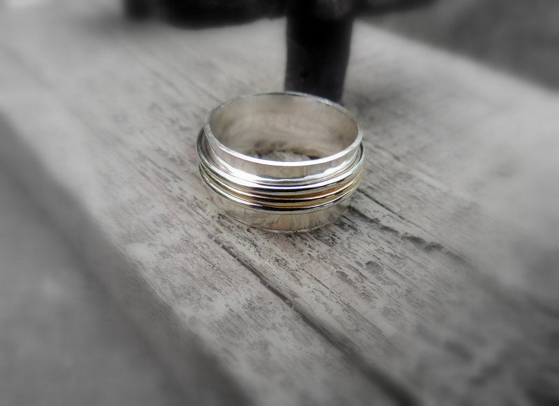 Gold Sterling Silver Spinner Ring