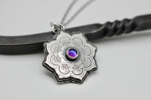 Sterling silver mandala necklace