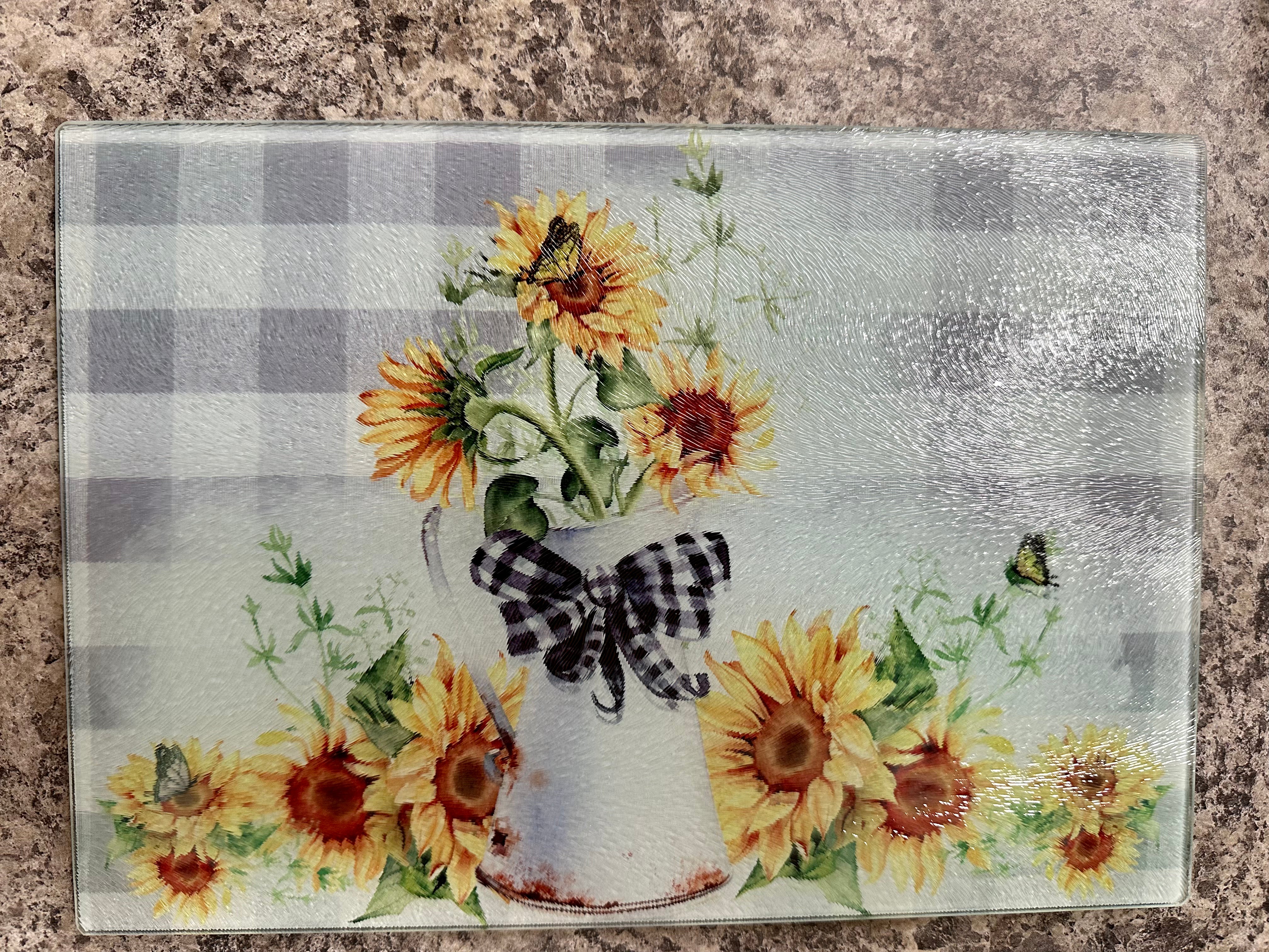 Sunflower glass cutting board