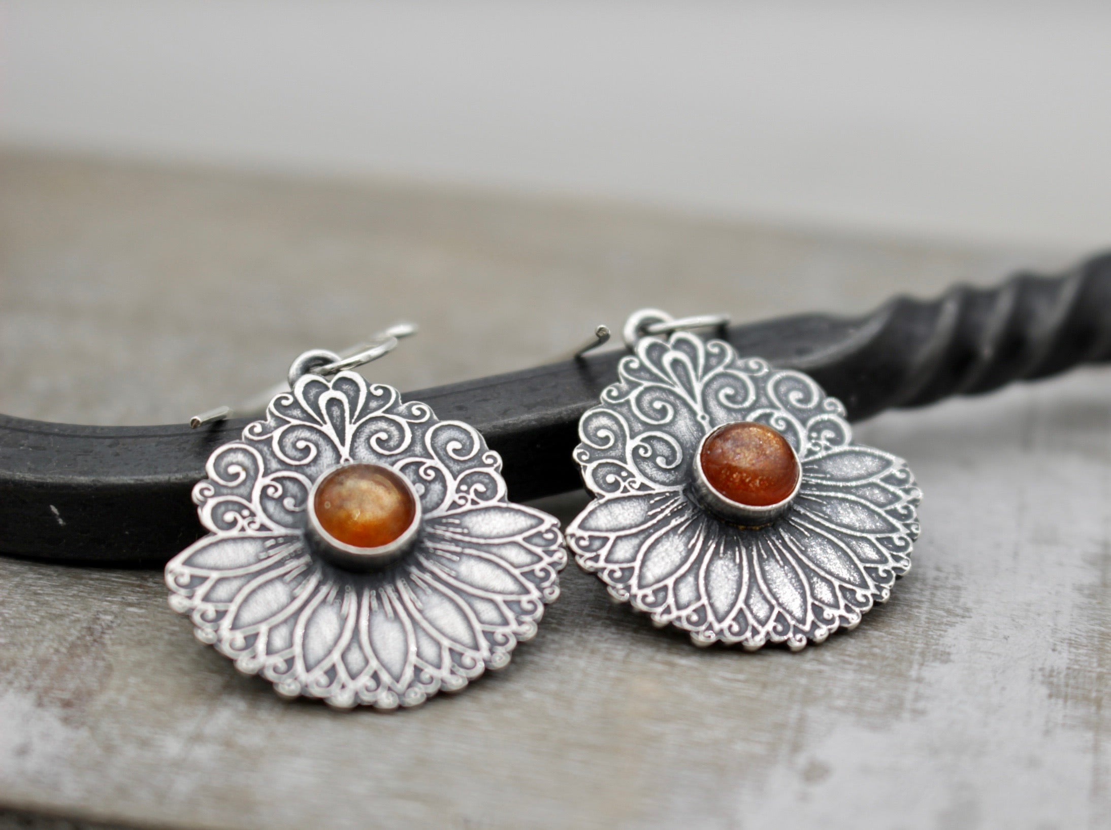 Sterling silver Lotus earrings