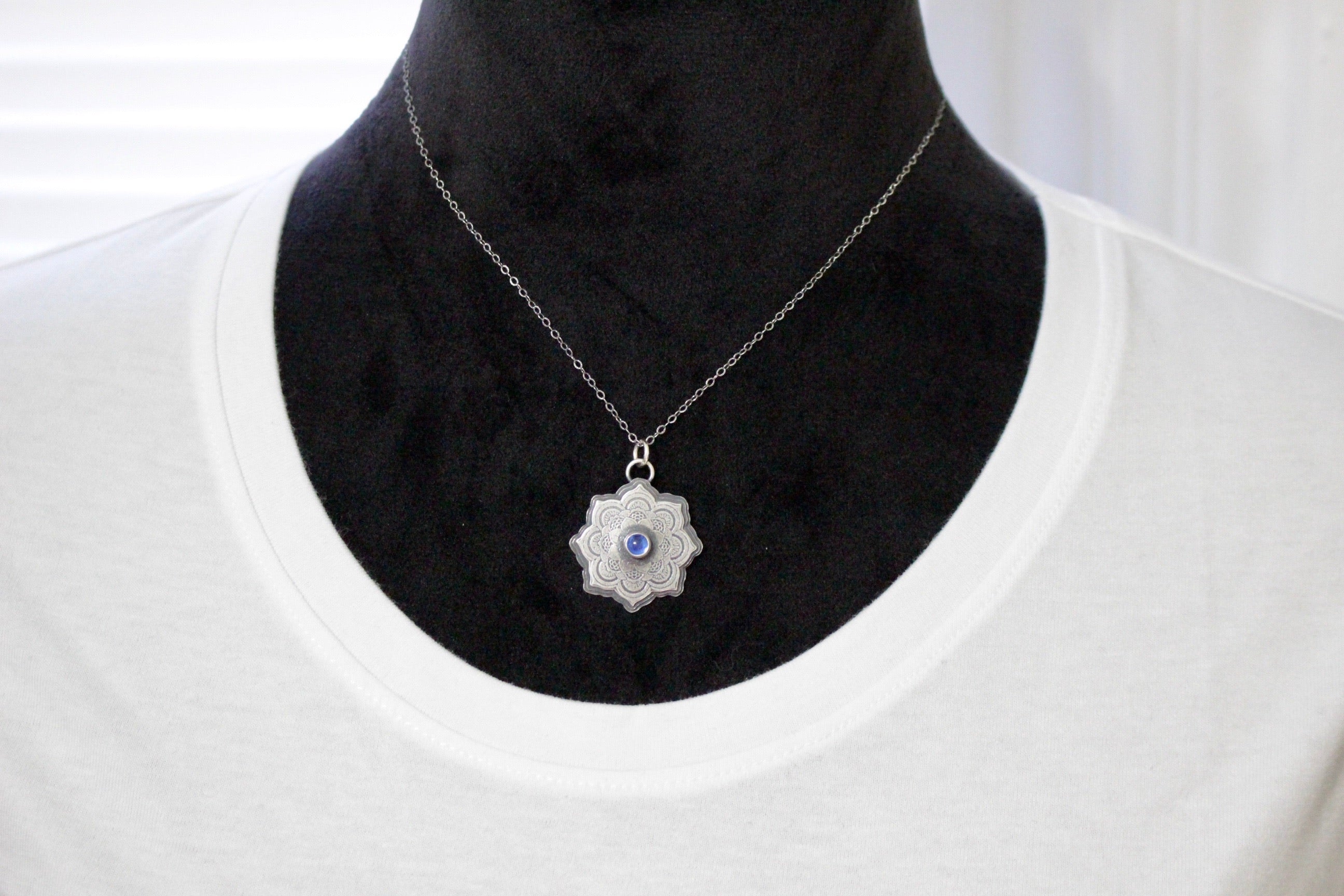 Sterling silver mandala necklace