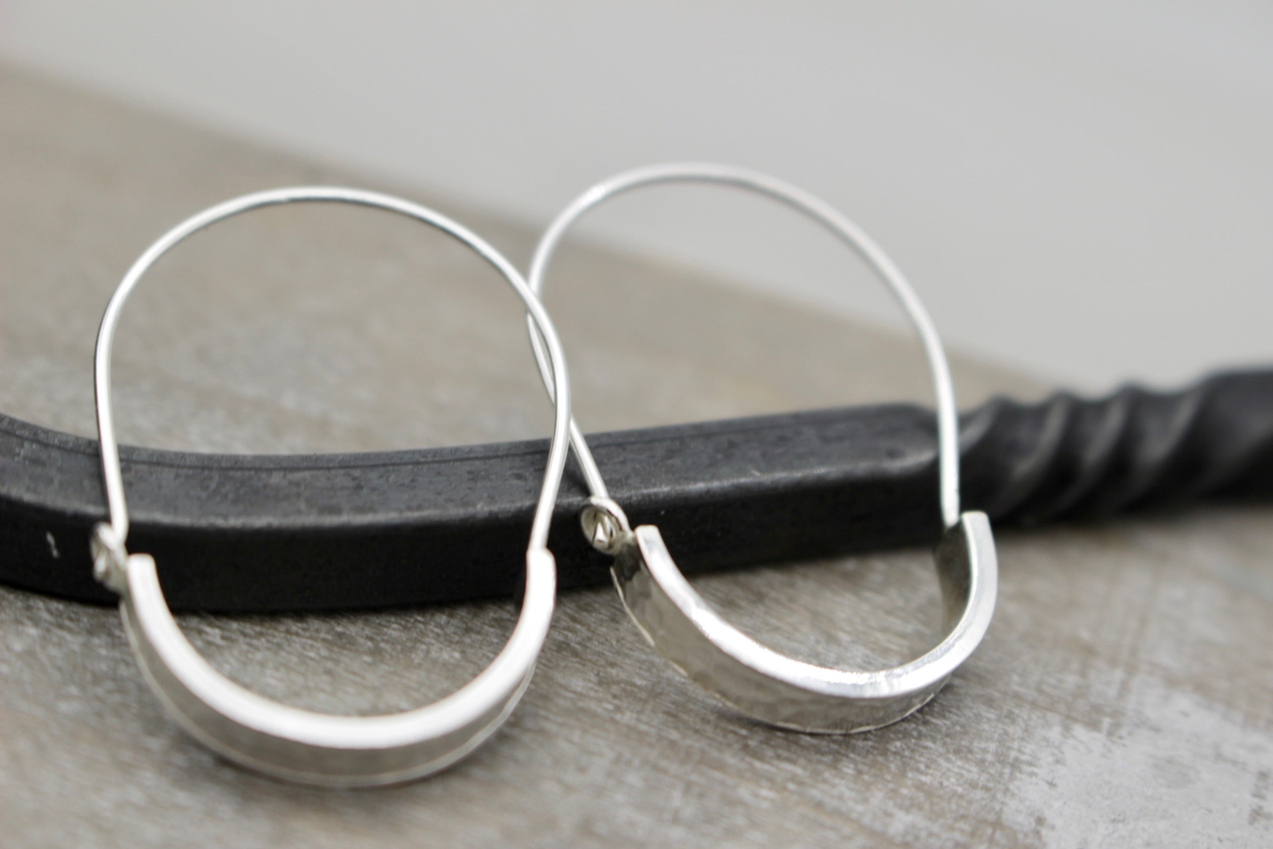 Hammered Sterling Silver Hoops
