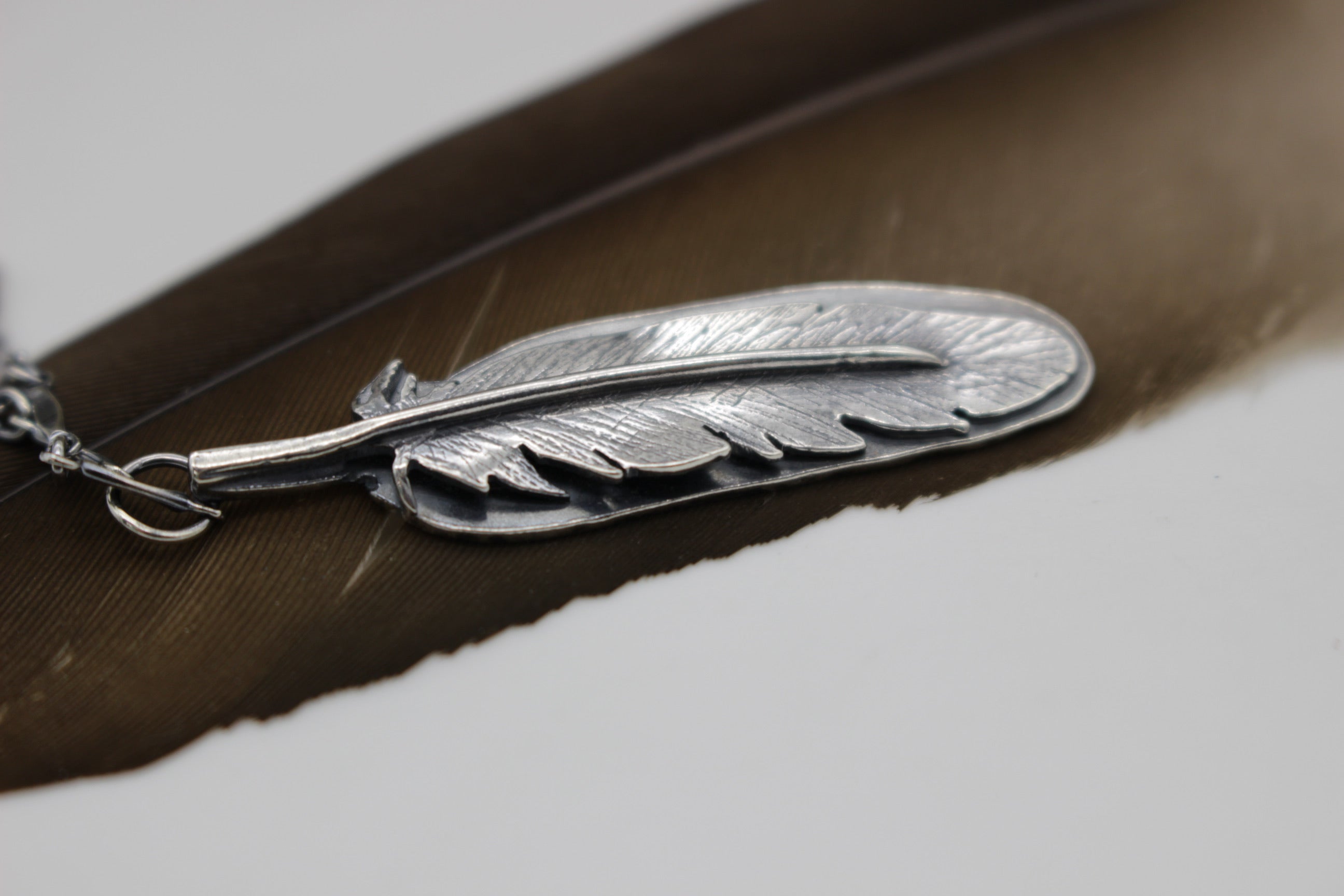 Sterling silver feather necklace