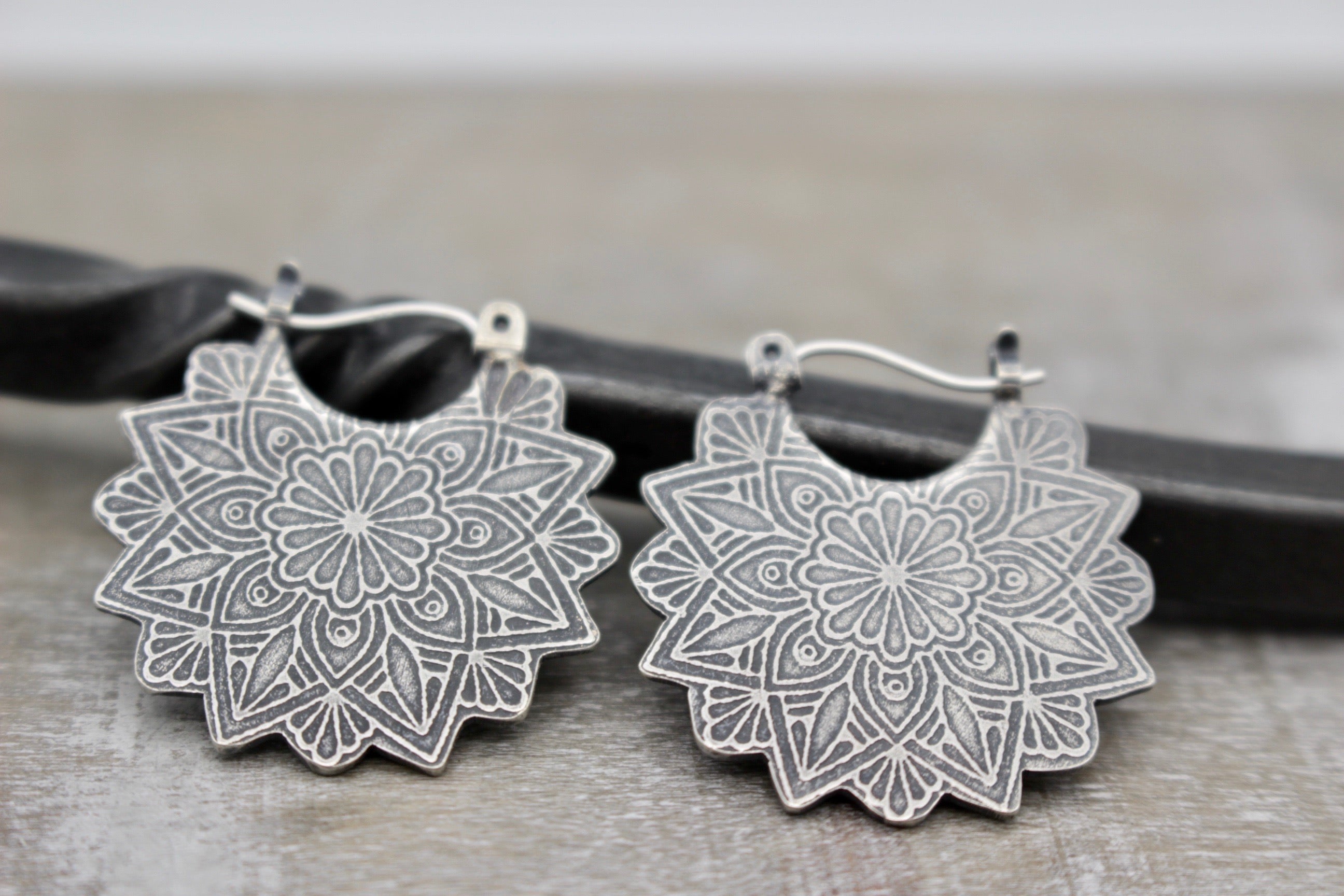 Sterling silver mandala earrings