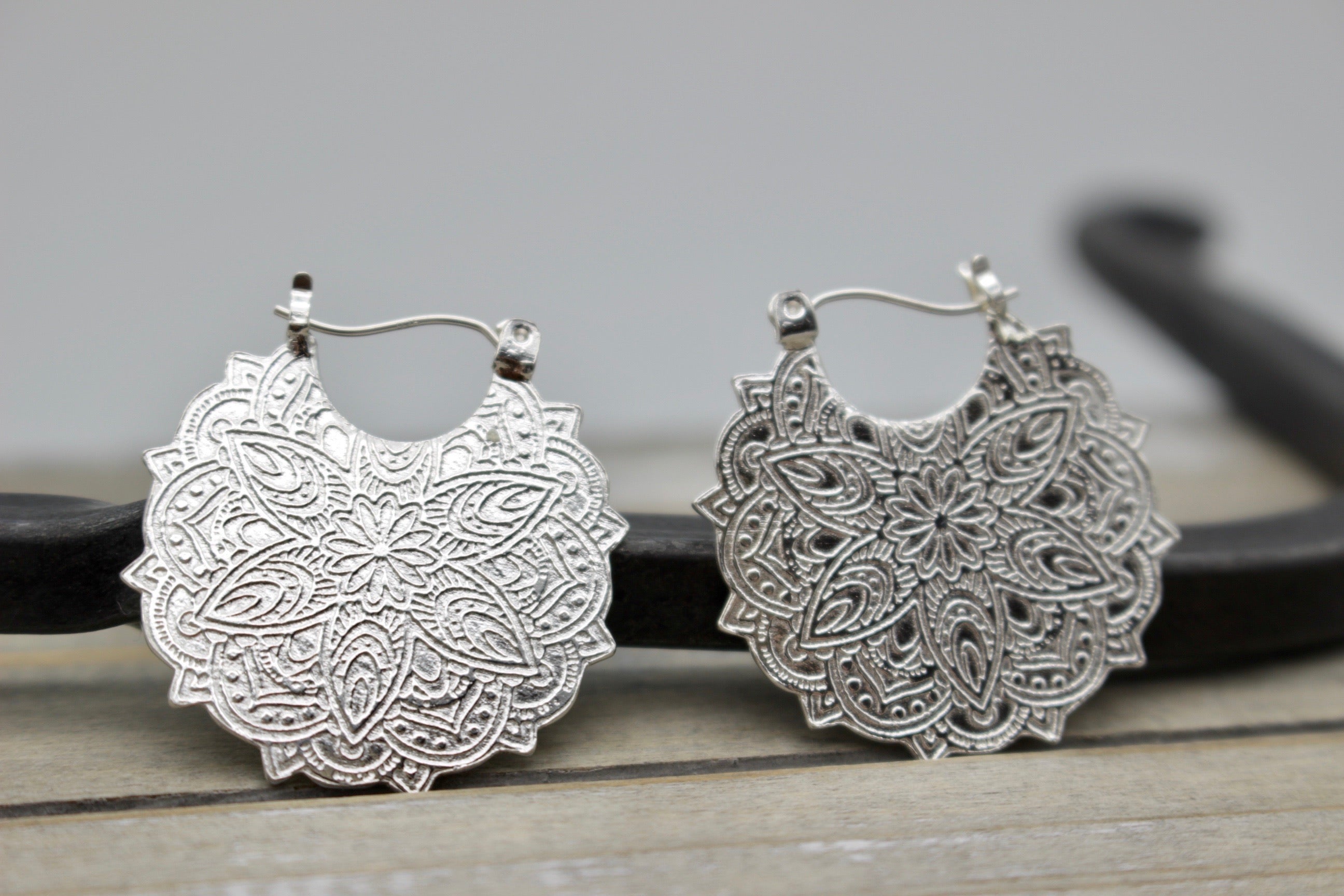 Sterling silver mandala earrings