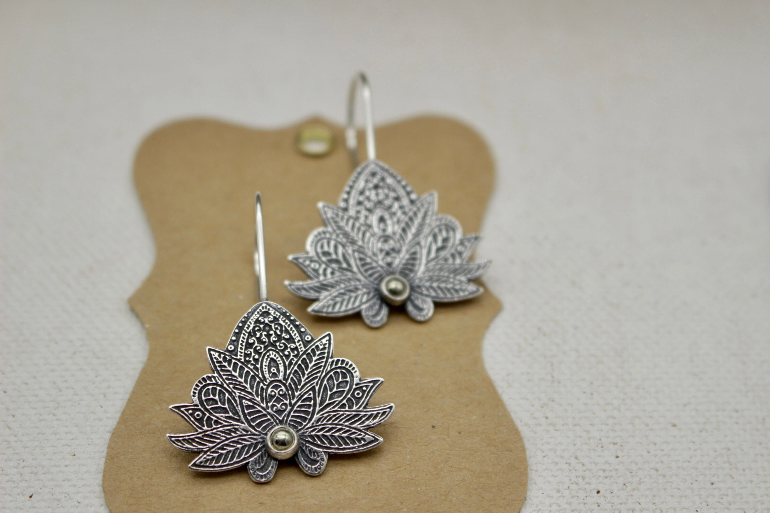 Sterling silver Lotus earrings
