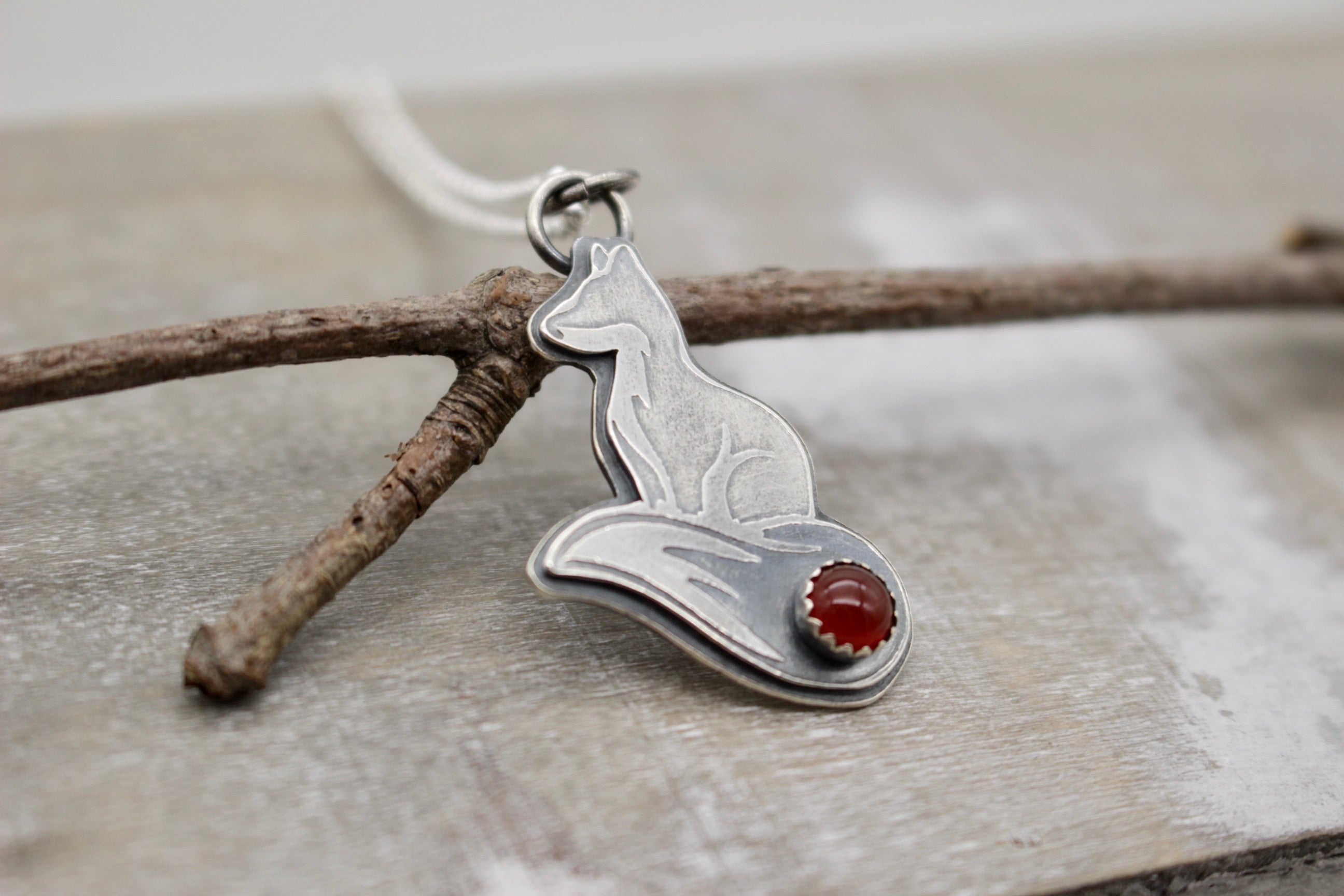Carnelian fox necklace